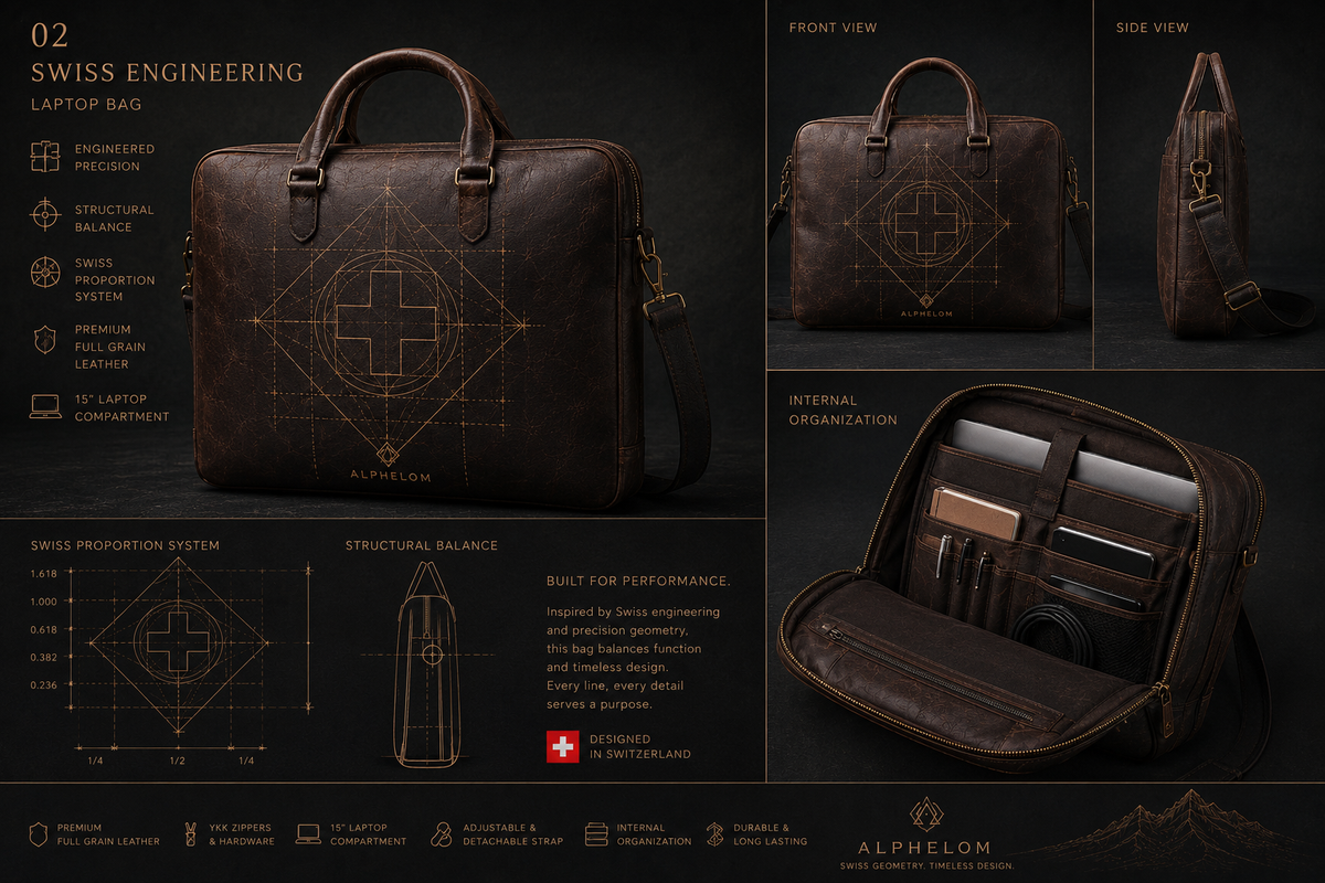 Swiss Engineering Leather Laptop Bag