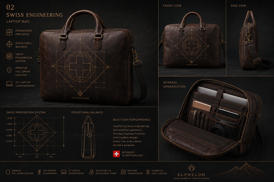 Swiss Engineering Leather Laptop Bag