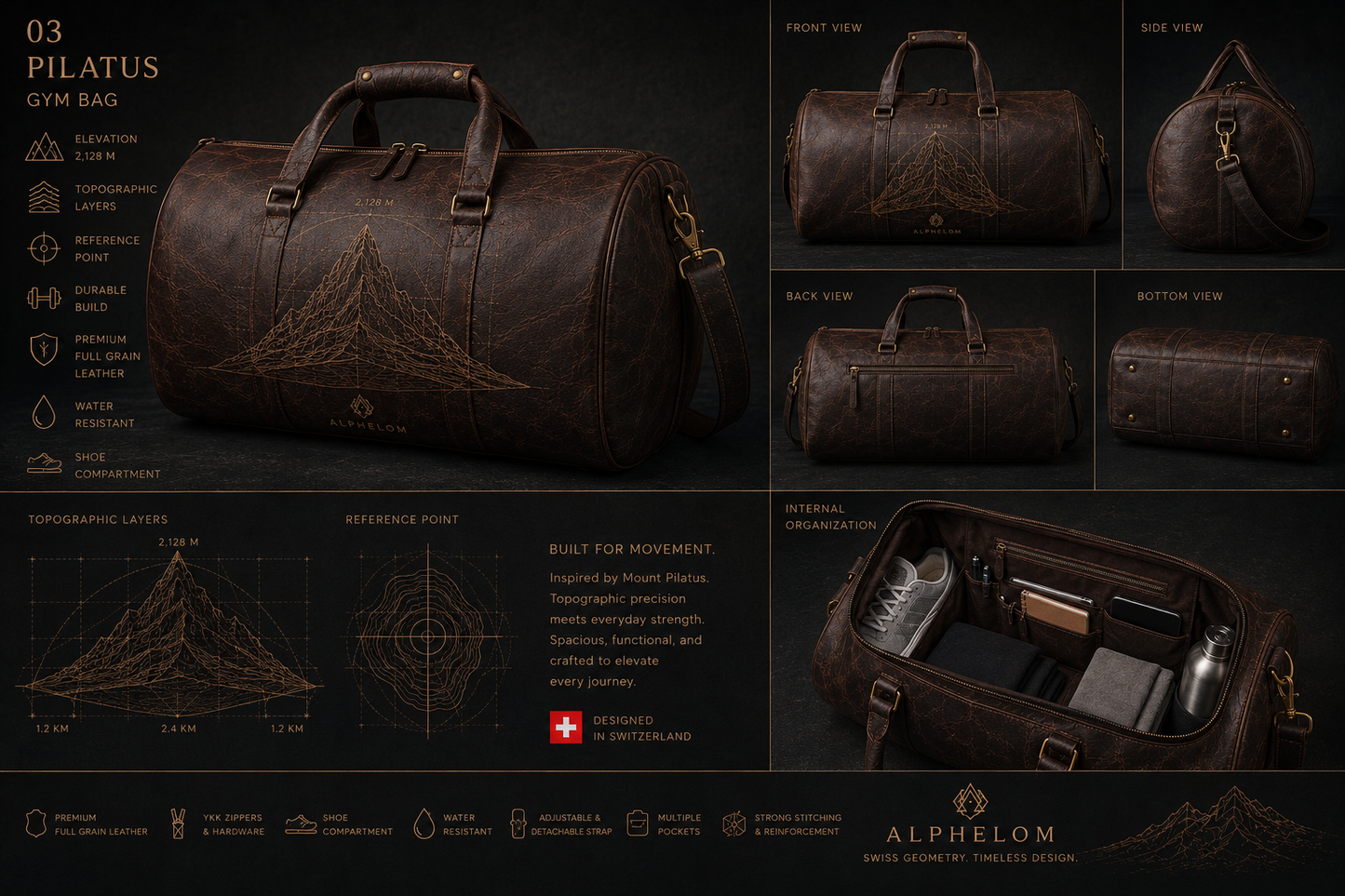 Pilatus 2128 Leather Gym Bag