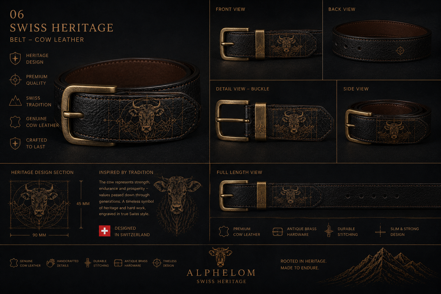Swiss Heritage Leather Belt