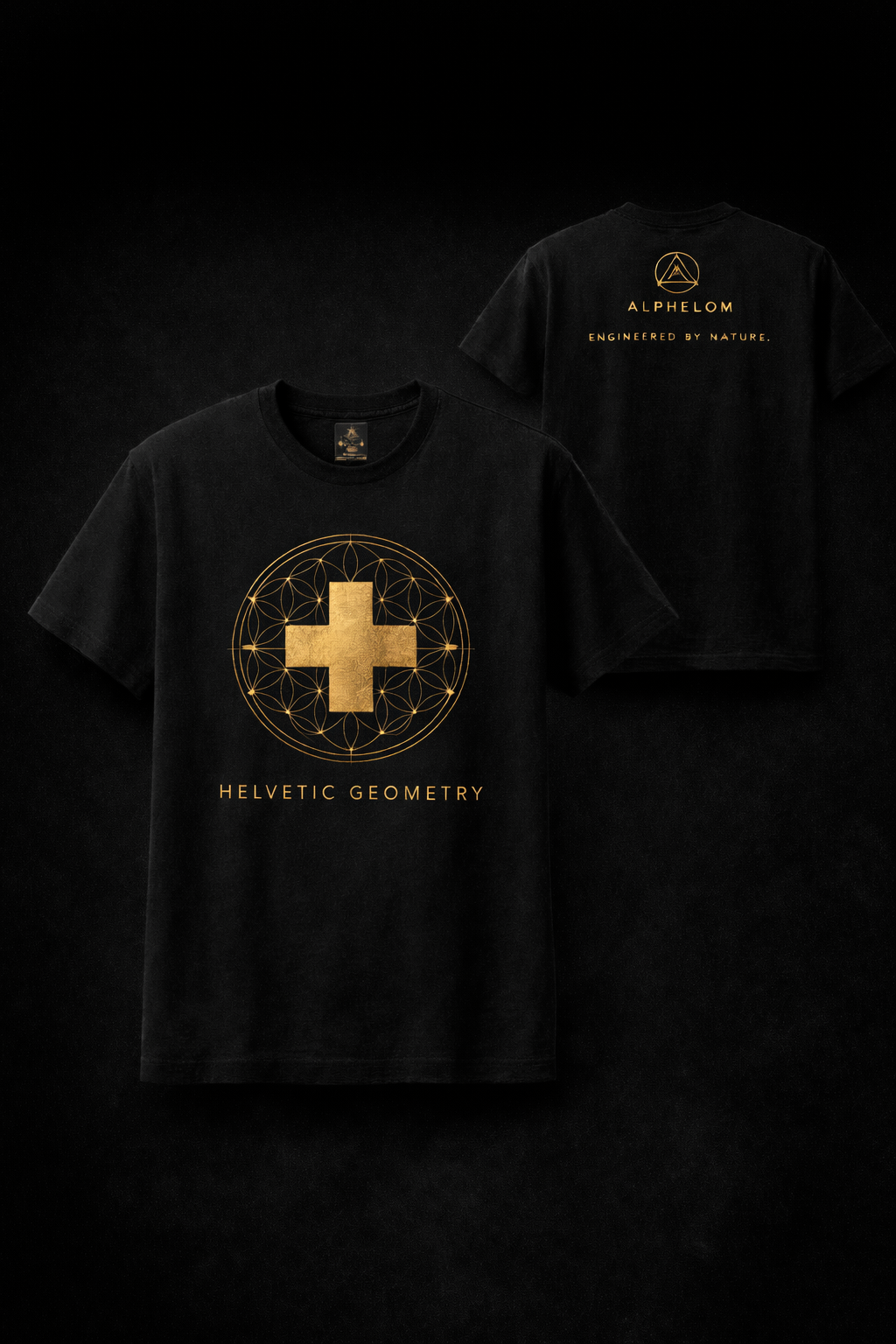 Helvetic Geometry T-Shirt — Gold Edition