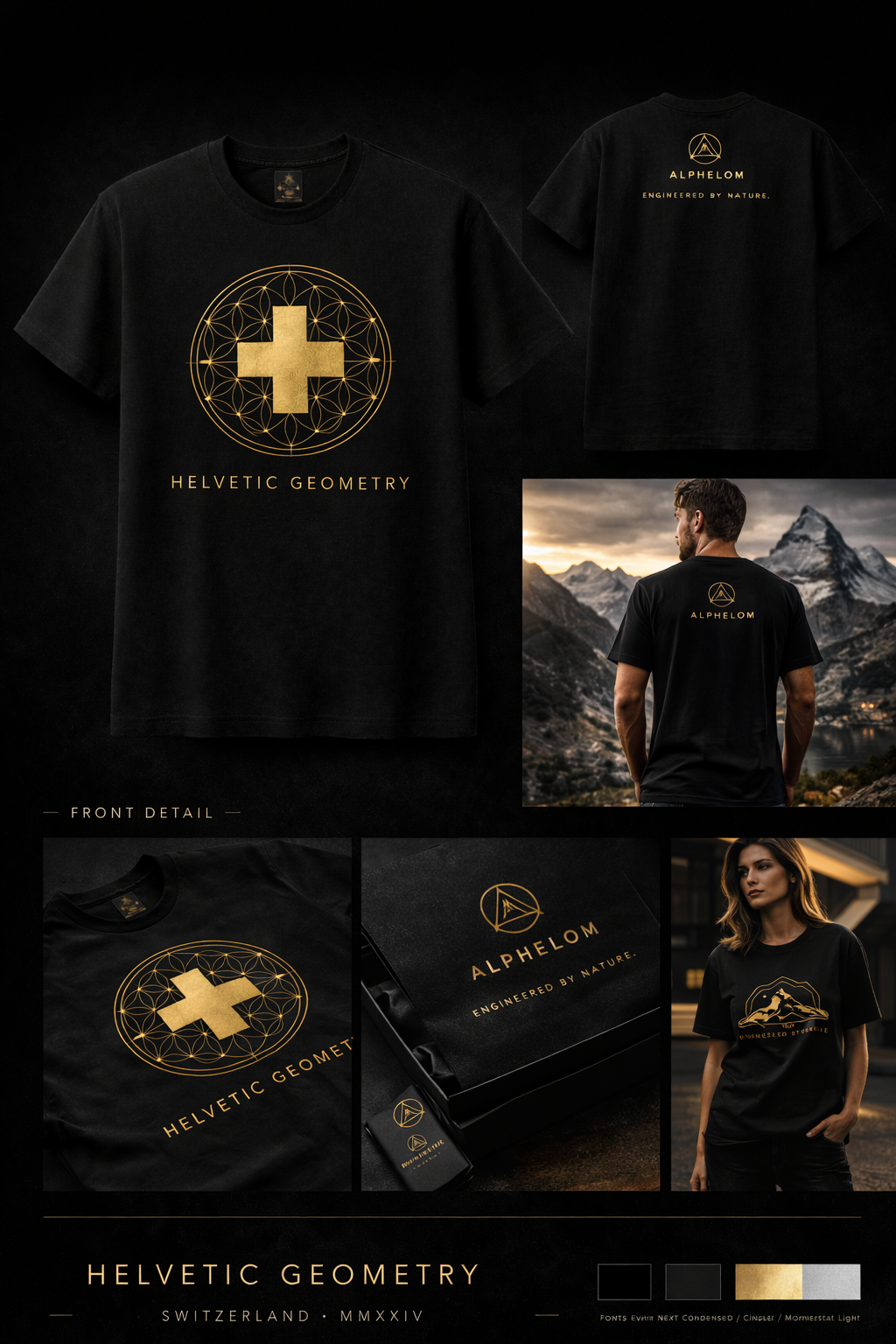 Helvetic Geometry T-Shirt — Gold Edition