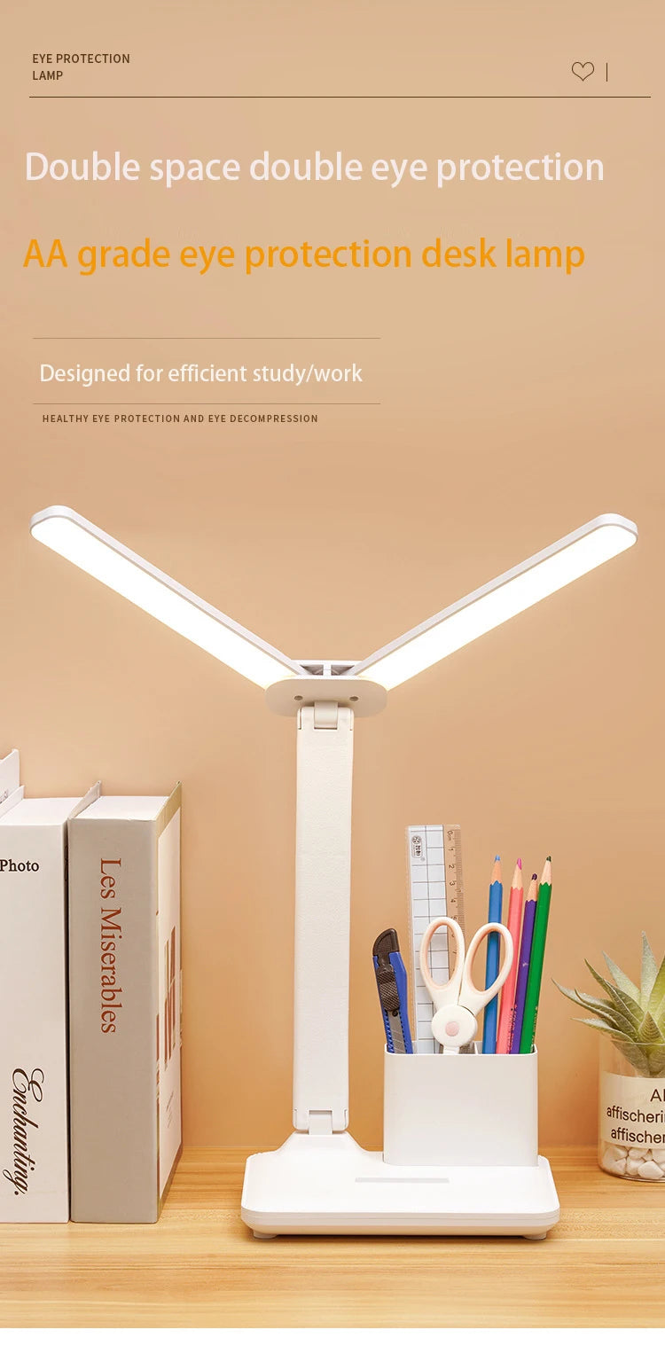 USB Charging LED Table Lamp Stepless Dimming Desk Lamp Multi-function Night Lamp For Bedroom Reading Light White Light