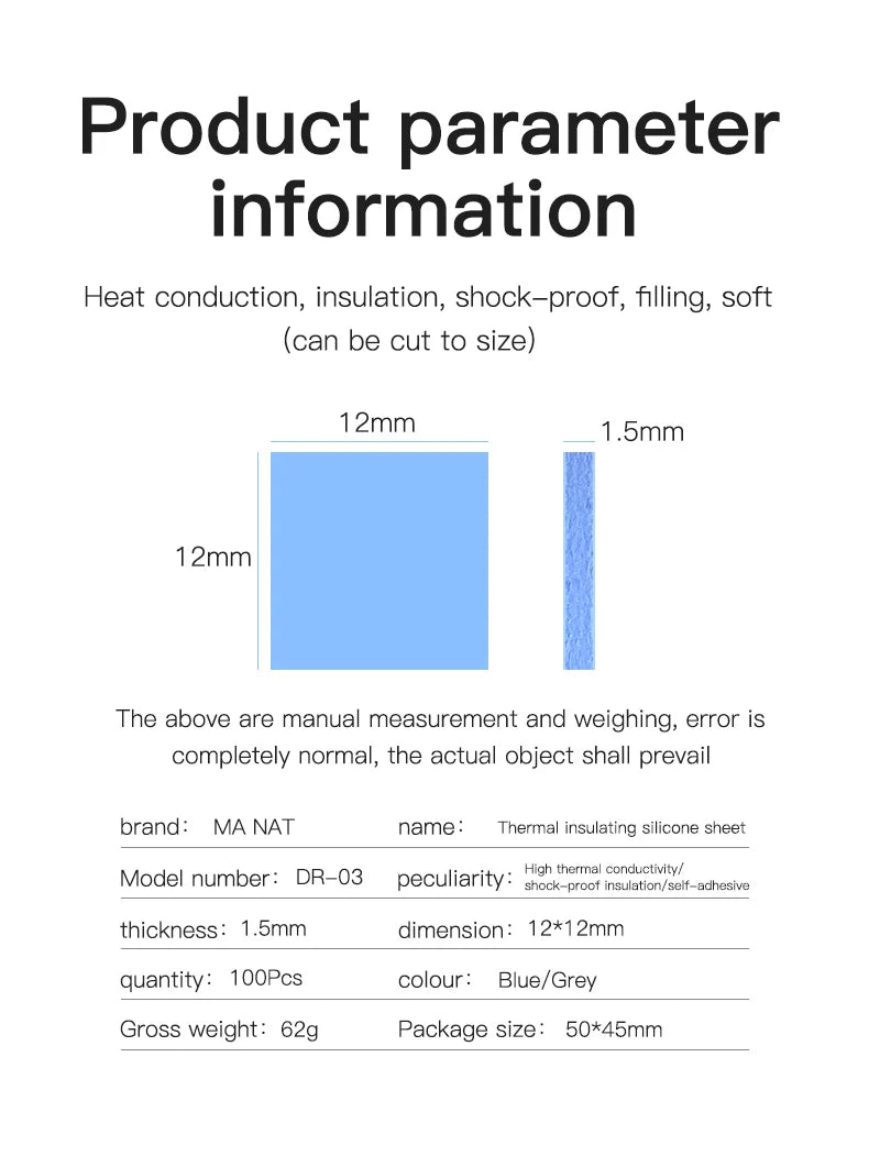 MaAnt 100PCS Thermal Insulating Silicone Sheet High Temperature Resistance Motherboard CPU IC GPU Repair Pre-cutting Mat