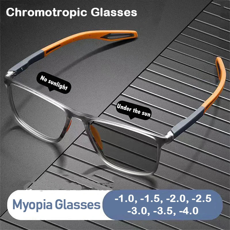 Outdoor Smart Color Changing Minus Glasses Unisex Photochromic Myopia Eyeglasses Finished Optical Near Sight Eyewear Diopter