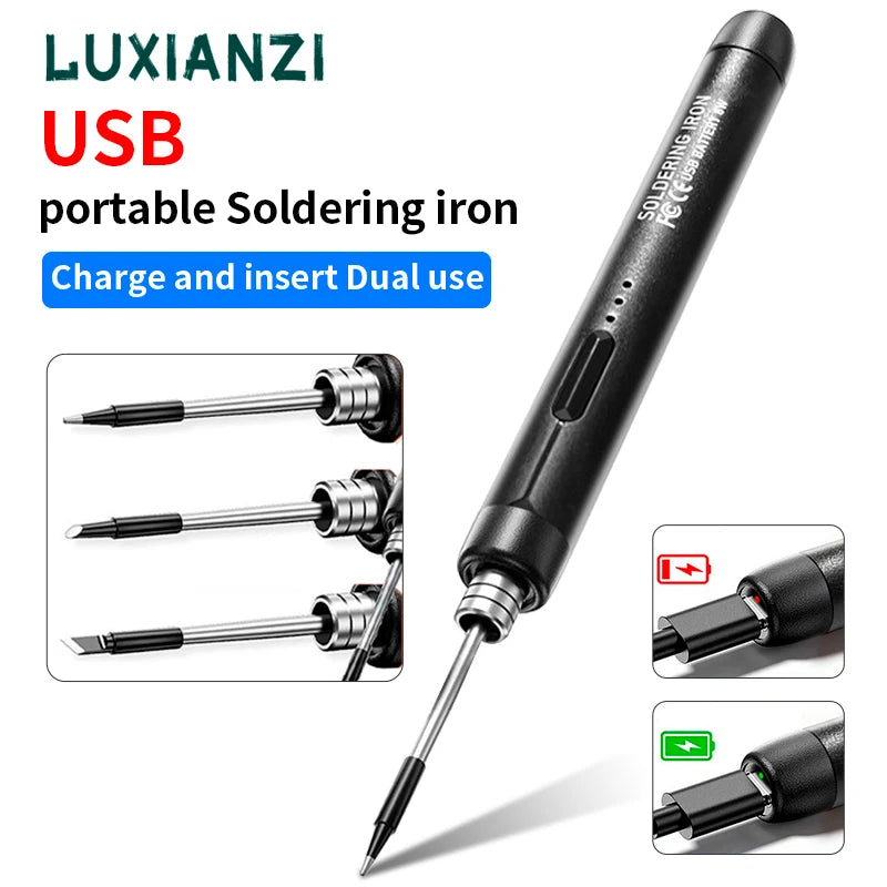 LUXIANZI USB Wireless Charging Electric Soldering Iron Intelligent Temperature Portable Solder Iron Repair Welding Tools Kit