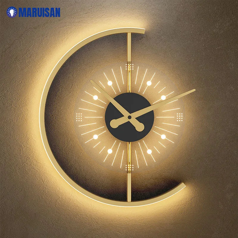 Modern LED Clock Wall Lamps For Bedside Corridor