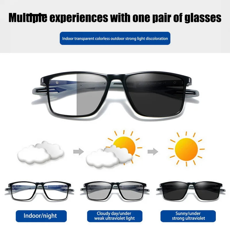 Outdoor Smart Color Changing Minus Glasses Unisex Photochromic Myopia Eyeglasses Finished Optical Near Sight Eyewear Diopter