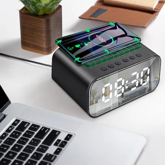 Wireless Charger Alarm Clock Bluetooth Speaker