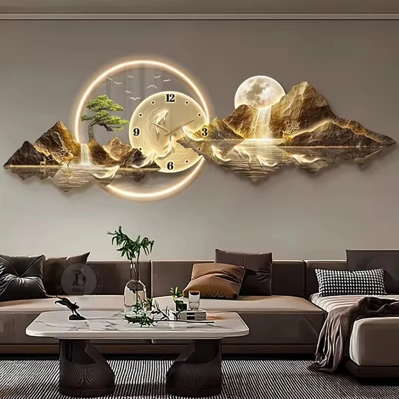 Luxury Wall Clocks Living Room Led Aesthetic Minimalist Wall Watch