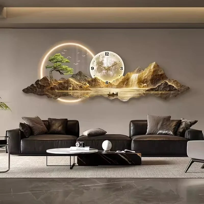 Luxury Wall Clocks Living Room Led Aesthetic Minimalist Wall Watch